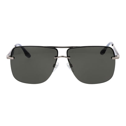 Sunglasses by Trussardi for men in metal silver showcases a ethereal silhouette, featuring silver coloured frame rimless square frame design with non-polarized category-3-dark-tint lens for a ethereal finish.