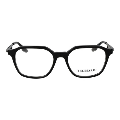 Eyeglasses Frames by Trussardi for men in acetate black features an refined silhouette, showcasing the refined black coloured frame and sophisticated full-frame frame design.