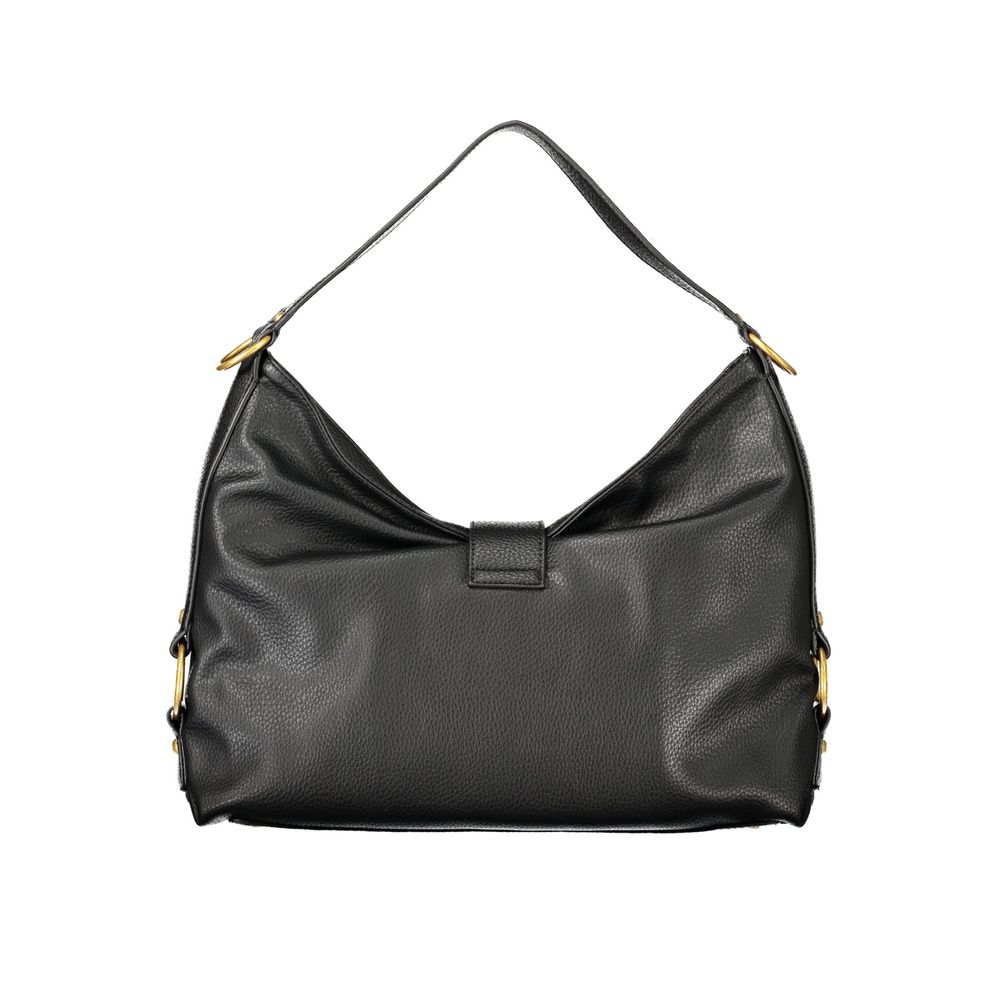 Shoulder Handbag by Guess Jeans for women in polyurethane black features a ornamental silhouette, showcasing a secure snap & zipper, ample document-holder & internal-pockets, and ornamental shoulder-strap & handle for a sophisticated look.