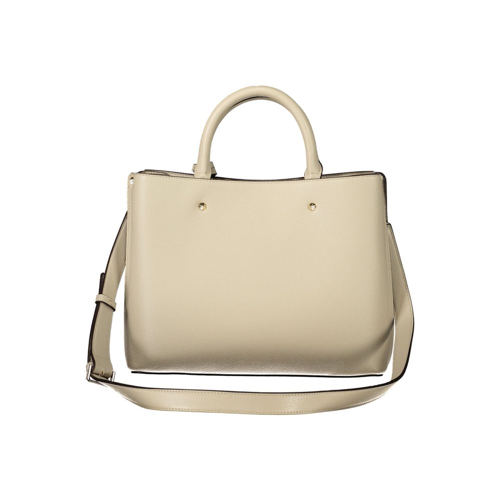 Handbag by Guess Jeans for women in polyurethane beige features an refined silhouette, showcasing a secure snap & zipper, ample document-holder, external-pockets & internal-pockets, and versatile shoulder-strap, adjustable-strap & handle for a sophisticated refined aesthetic.