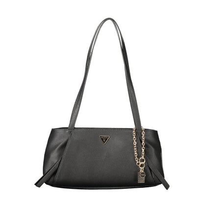 Handbag by Guess Jeans for women in polyurethane black presents a ornamental silhouette, showcasing a secure zipper, ample built-in-compartments, external-pockets & cardholder, and versatile handle for a ornamental finish.