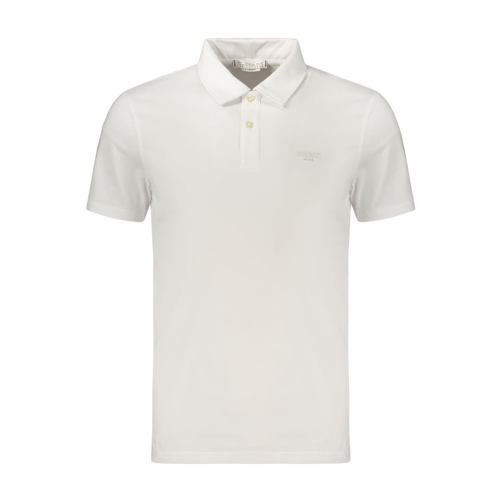 Polo Shirt by Guess Jeans for men in stretch organic cotton white & print presents a sleek silhouette, featuring a refined and for a sleek finish.