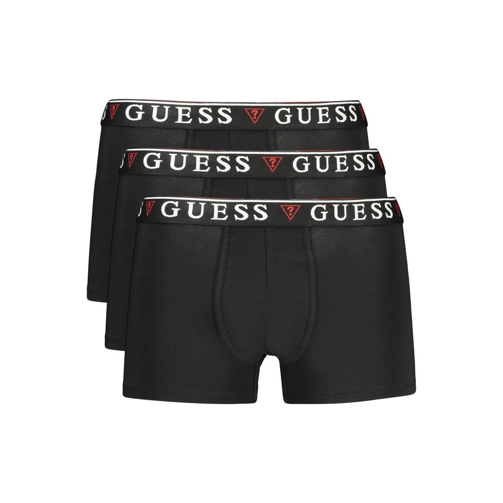 Underwear Boxer Shorts by Guess Jeans for men in stretch cotton black, signature & print features an sleek fit, showcasing the sleek design of this Men's Stretch Cotton Underwear Boxer Shorts.