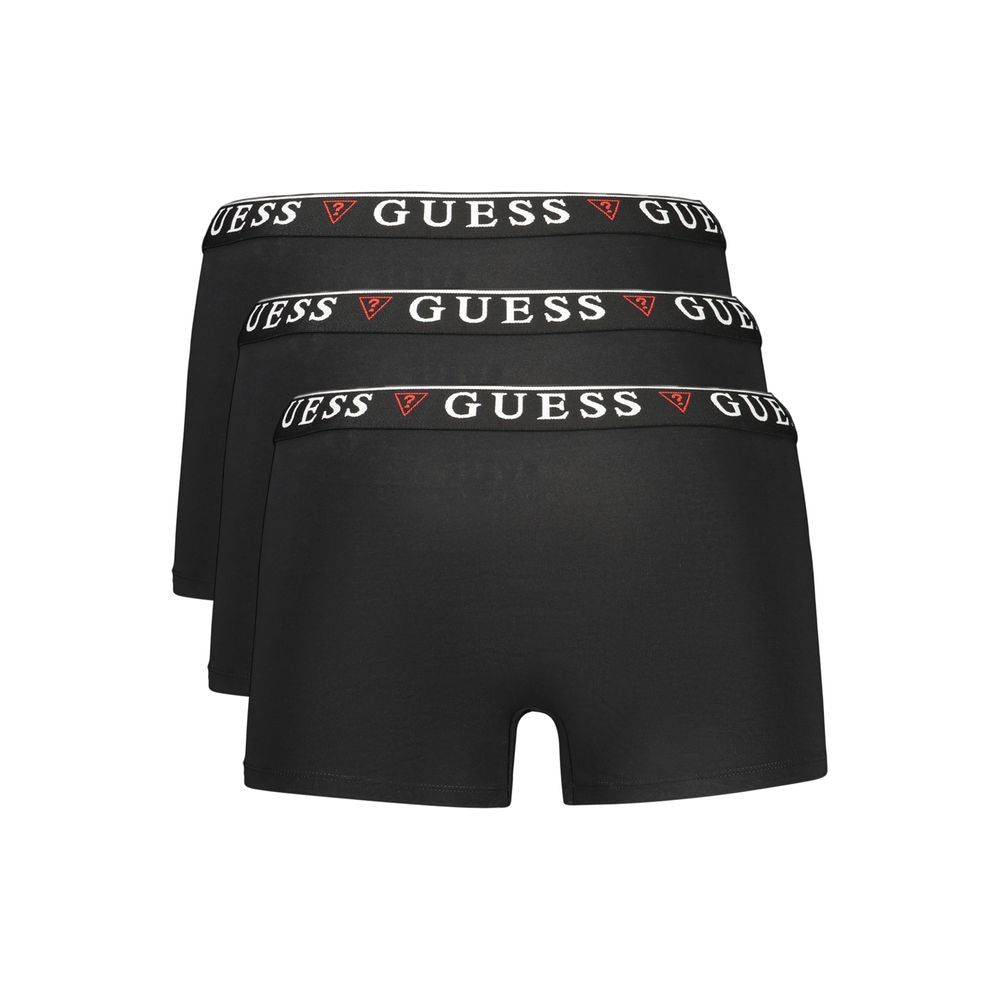 Underwear Boxer Shorts by Guess Jeans for men in stretch cotton black, signature & print features an ethereal silhouette, showcasing the premium craftsmanship and ethereal style of the signature Men's Stretch Cotton Underwear Boxer Shorts collection.