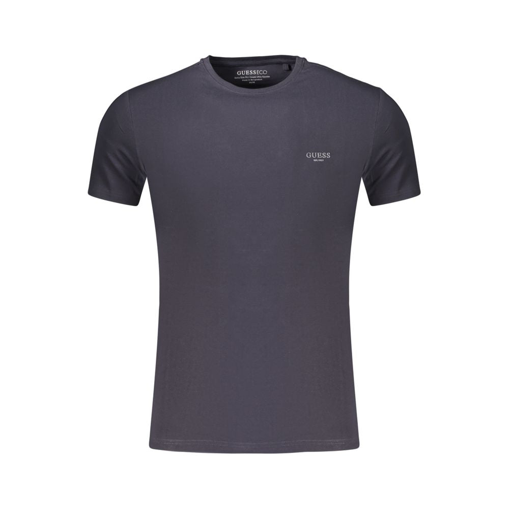 Activewear T-Shirt by Guess Jeans for men in stretch organic cotton blue & print features an athletic silhouette with sleeves and a crew neckline neckline, enhanced by high-performance .