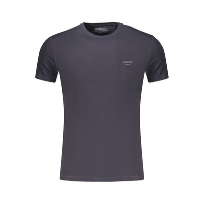 Activewear T-Shirt by Guess Jeans for men in stretch organic cotton blue & print features an athletic silhouette with sleeves and a crew neckline neckline, enhanced by high-performance .