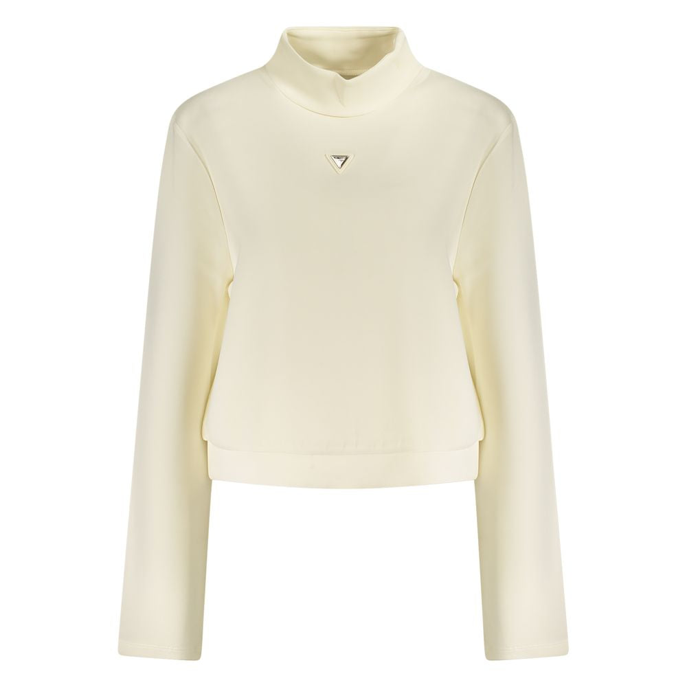 Sweatshirt by Guess Jeans for women in modal & stretch polyester white showcases a slouchy chic silhouette, artfully detailed with a slouchy chic turtle neckline and for a slouchy chic finish.