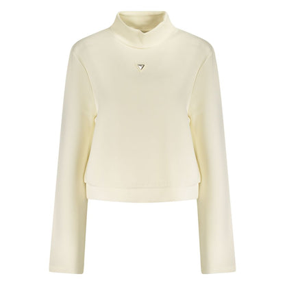 Sweatshirt by Guess Jeans for women in modal & stretch polyester white showcases a slouchy chic silhouette, artfully detailed with a slouchy chic turtle neckline and for a slouchy chic finish.