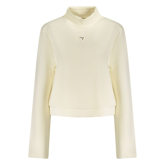 Sweatshirt by Guess Jeans for women in modal & stretch polyester white showcases a slouchy chic silhouette, artfully detailed with a slouchy chic turtle neckline and for a slouchy chic finish.