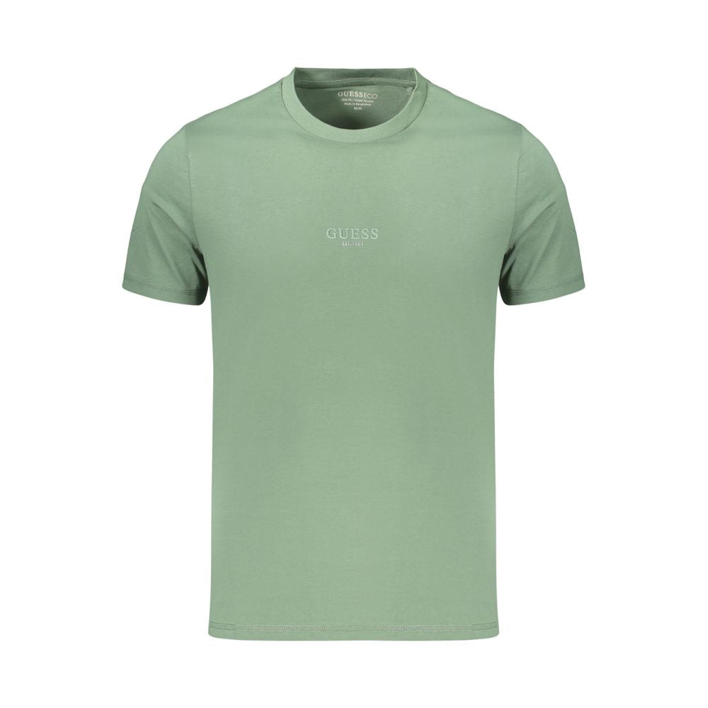 T-Shirt by Guess Jeans for men in organic cotton green & print showcases a dramatic silhouette, elegantly detailed with a dramatic crew neckline and for a truly dramatic finish.