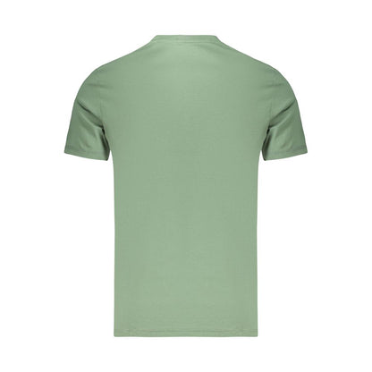 T-Shirt by Guess Jeans for men in organic cotton green & print features a plush silhouette, showcasing a sophisticated crew neckline and for a truly plush finish.