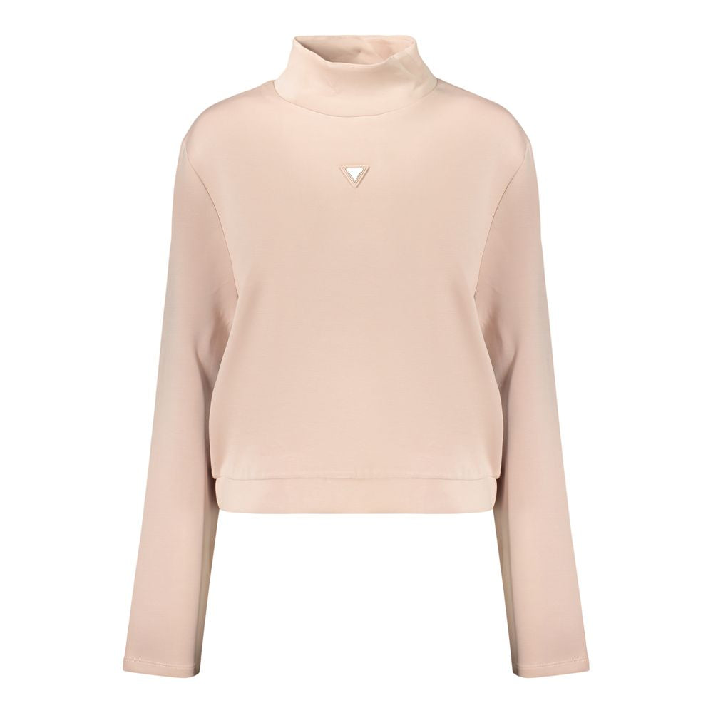 Sweatshirt by Guess Jeans for women in modal & stretch polyester pink presents a smart casual silhouette, featuring a smart casual turtle neckline and for a sophisticated look.