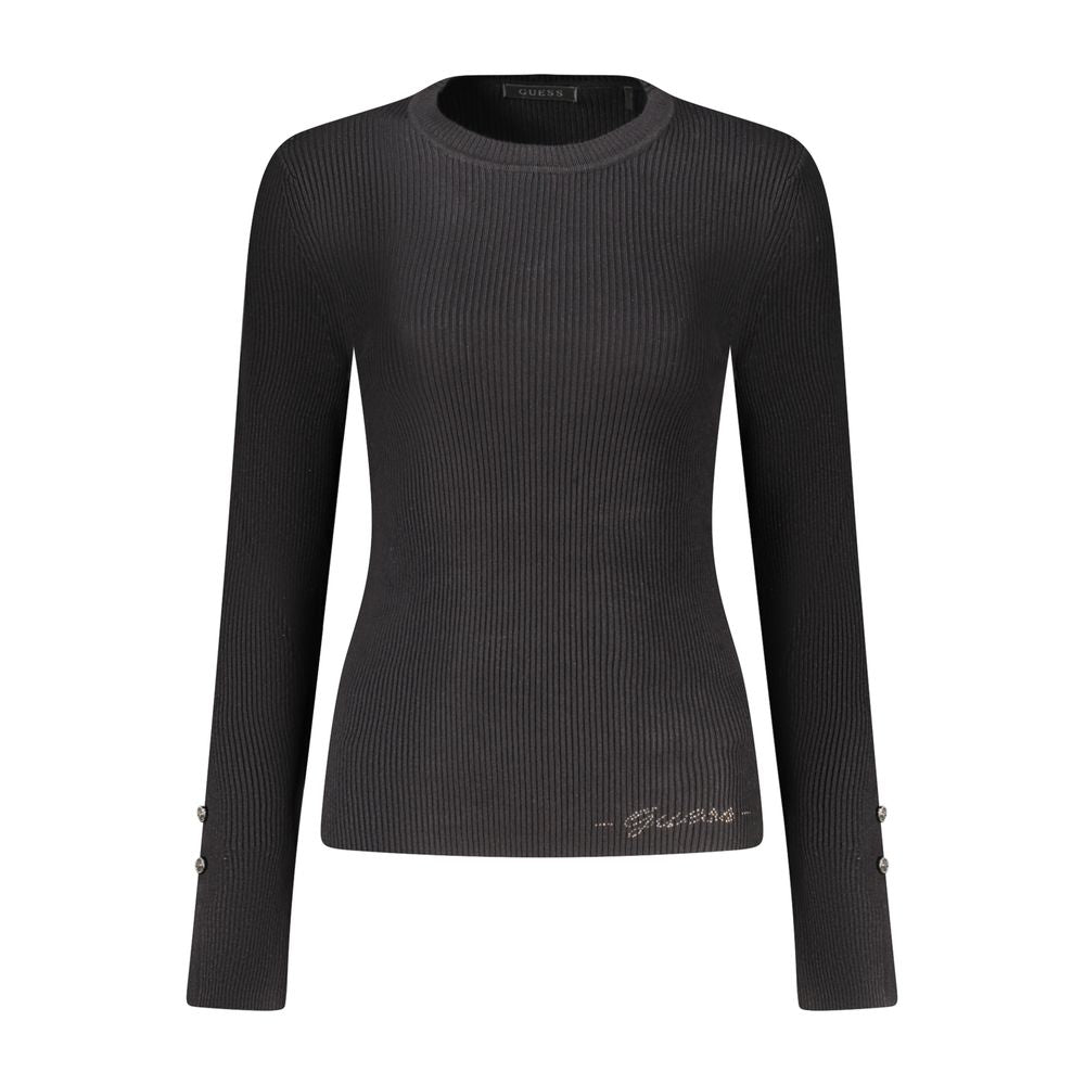 Sweatshirt by Guess Jeans for women in viscose & polyamide black features an exquisite silhouette, showcasing and crew neckline details for a exquisite look.