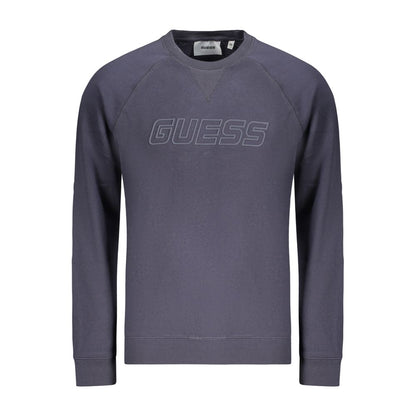 Sweatshirt by Guess Jeans for men in cotton polyester blue & print showcases a slouchy chic silhouette, artfully detailed with a slouchy chic crew neckline and for a slouchy chic finish.