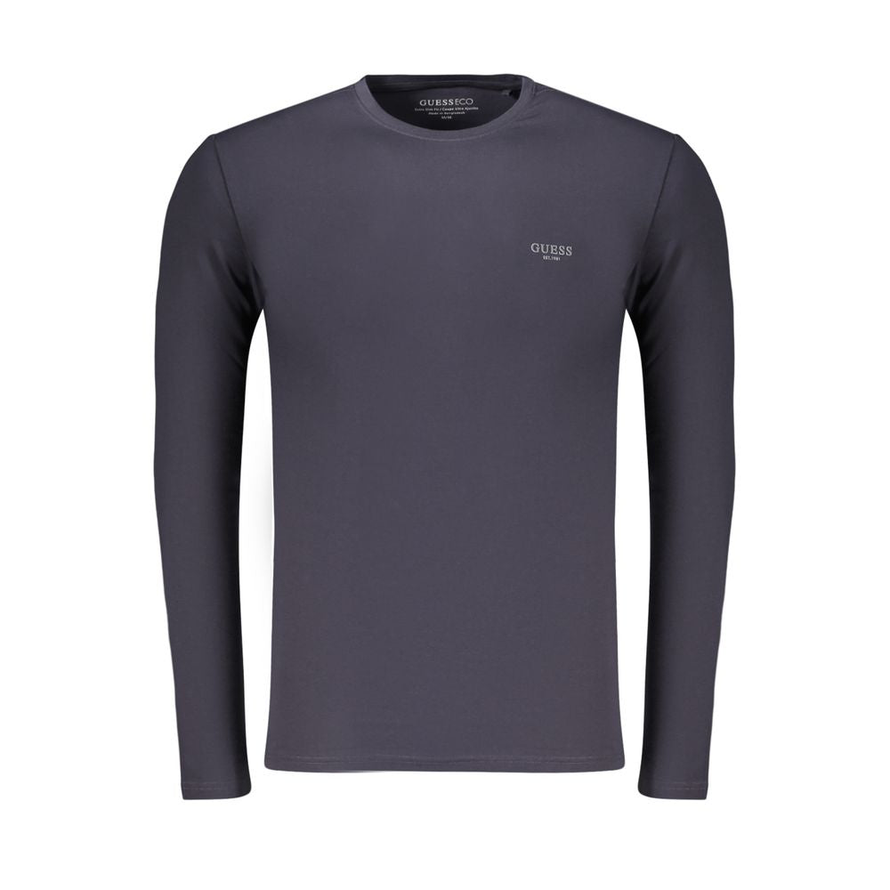 Activewear T-Shirt by Guess Jeans for men in stretch organic cotton blue & print features an athletic silhouette with long-sleeve sleeves and a crew neckline neckline, enhanced by high-performance .