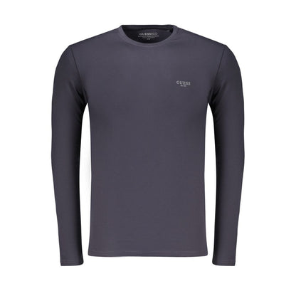 Activewear T-Shirt by Guess Jeans for men in stretch organic cotton blue & print features an athletic silhouette with long-sleeve sleeves and a crew neckline neckline, enhanced by high-performance .