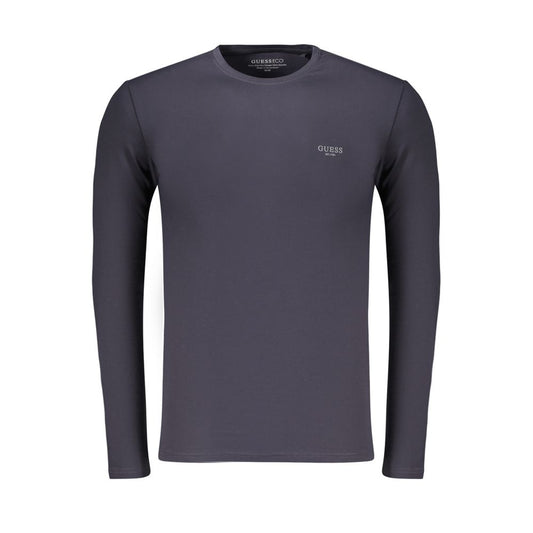 Activewear T-Shirt by Guess Jeans for men in stretch organic cotton blue & print features a versatile silhouette, showcasing a versatile crew neckline and long-sleeve detailed with high-performance for a premium look.