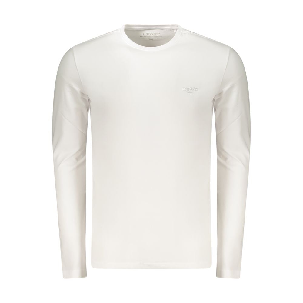 Activewear T-Shirt by Guess Jeans for men in stretch organic cotton white & print features an ergonomic design with , highlighting a ergonomic long-sleeve length and ergonomic crew neckline for a high-performance look.