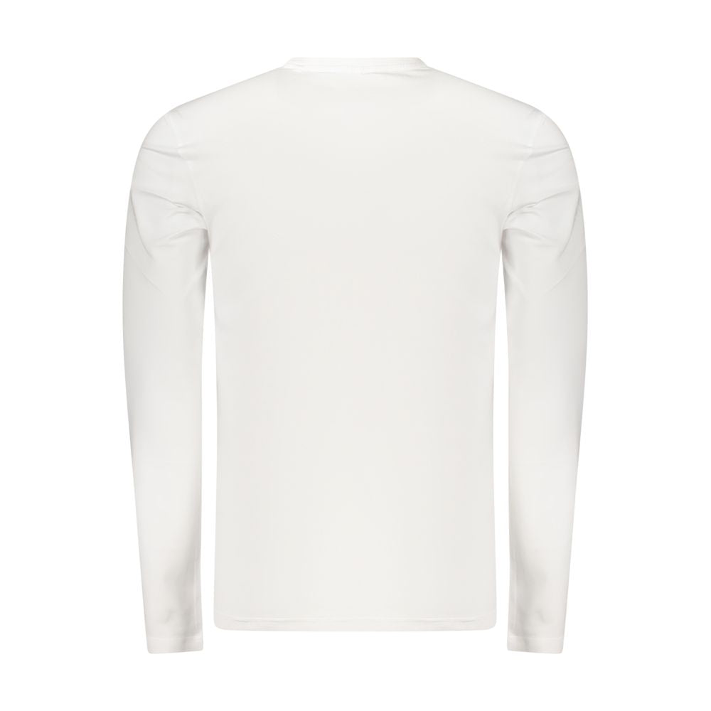 Activewear T-Shirt by Guess Jeans for men in stretch organic cotton white & print presents a kinetic silhouette, showcasing the kinetic and crew neckline alongside functional for a premium, athletic look.