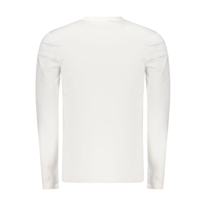 Activewear T-Shirt by Guess Jeans for men in stretch organic cotton white & print presents a kinetic silhouette, showcasing the kinetic and crew neckline alongside functional for a premium, athletic look.
