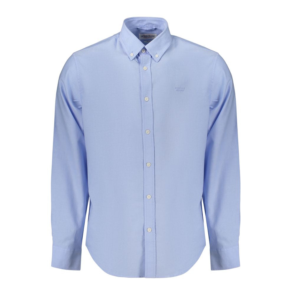 Dress Shirt by Guess Jeans for men in cotton azzurro showcases a sublime silhouette, artfully detailed with a sublime button-down-collar neckline and for a sophisticated, sublime finish.