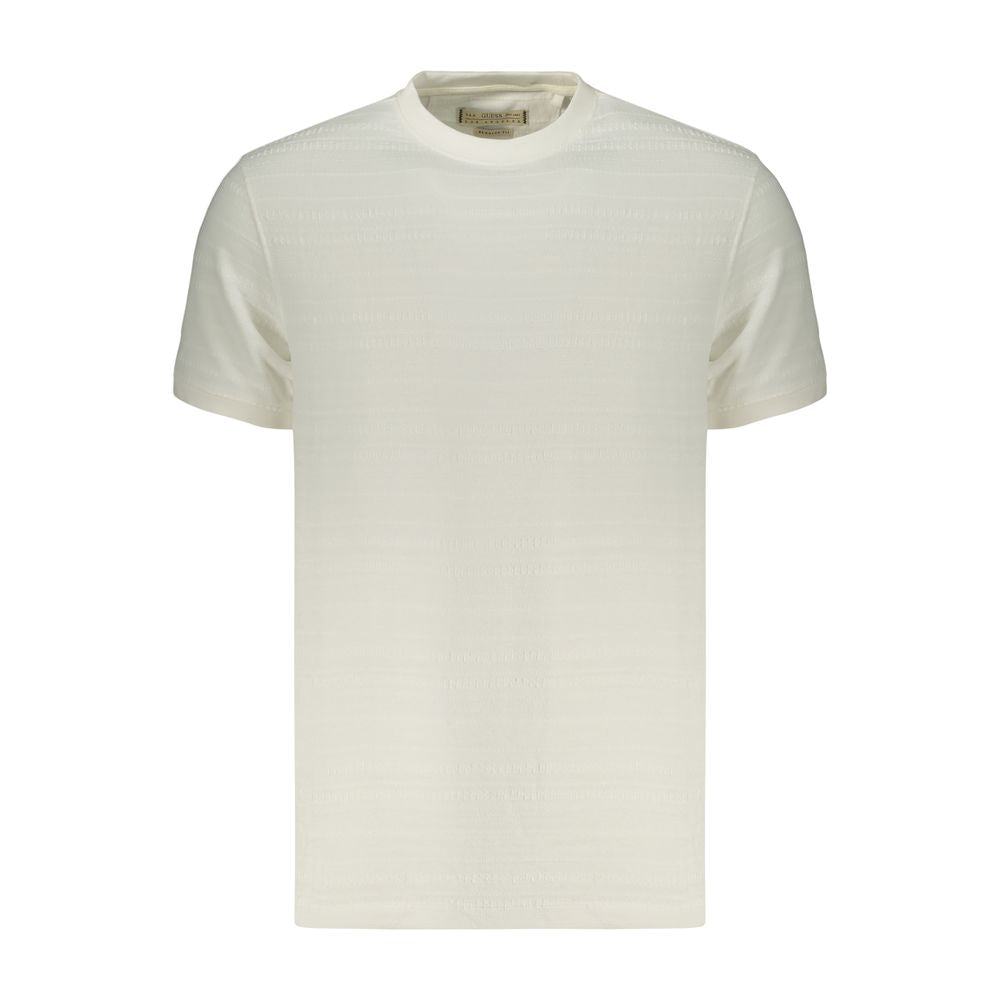 T-Shirt by Guess Jeans for men in cotton polyester white showcases a chic silhouette, artfully detailed with a chic crew neckline and for a chic finish.