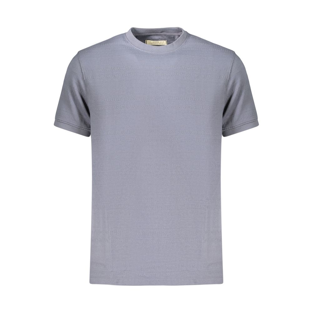 T-Shirt by Guess Jeans for men in cotton polyester blue showcases a unassuming silhouette, artfully detailed with a refined crew neckline and unassuming for a sophisticated, contemporary look.
