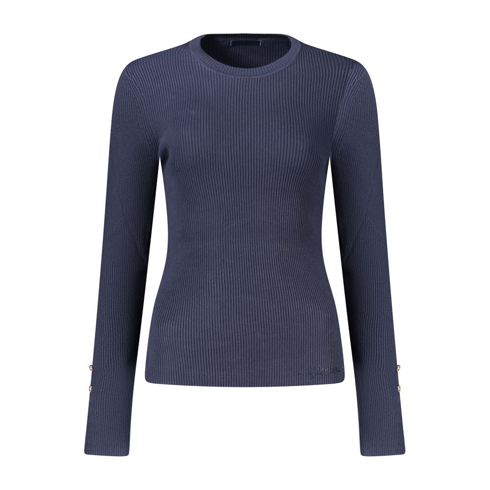 Sweatshirt by Guess Jeans for women in viscose & polyamide blue features an magnificent silhouette, showcasing a sophisticated crew neckline and detail for a truly magnificent finish.