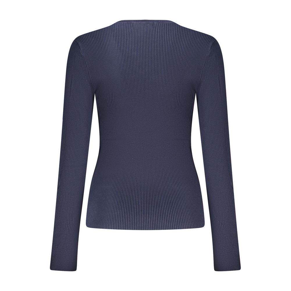 Sweatshirt by Guess Jeans for women in viscose & polyamide blue showcases a slouchy chic silhouette, artfully detailed with a slouchy chic crew neckline and for a slouchy chic finish.