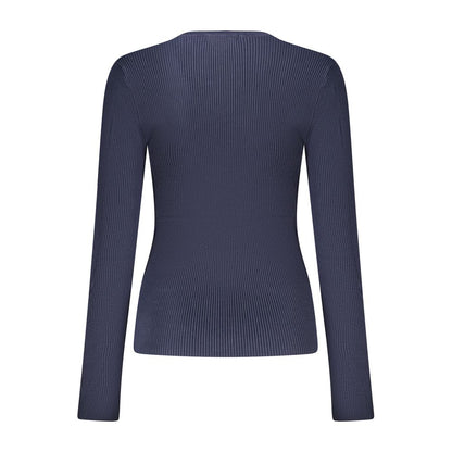 Sweatshirt by Guess Jeans for women in viscose & polyamide blue showcases a slouchy chic silhouette, artfully detailed with a slouchy chic crew neckline and for a slouchy chic finish.
