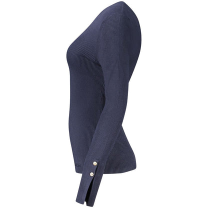 Sweatshirt by Guess Jeans for women in viscose & polyamide blue features an provocated silhouette, detailed with a provocated and a refined for a sophisticated aesthetic.