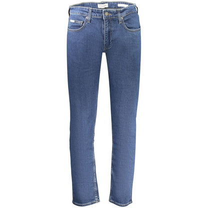 Jeans by Guess Jeans for men in stretch denim cotton blue & signature features a polished silhouette with a polished slim, reaching a polished long and finished with a polished .