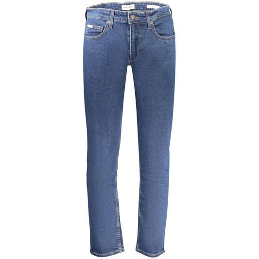 Jeans by Guess Jeans for men in stretch denim cotton blue & signature features a polished silhouette with a polished slim, reaching a polished long and finished with a polished .