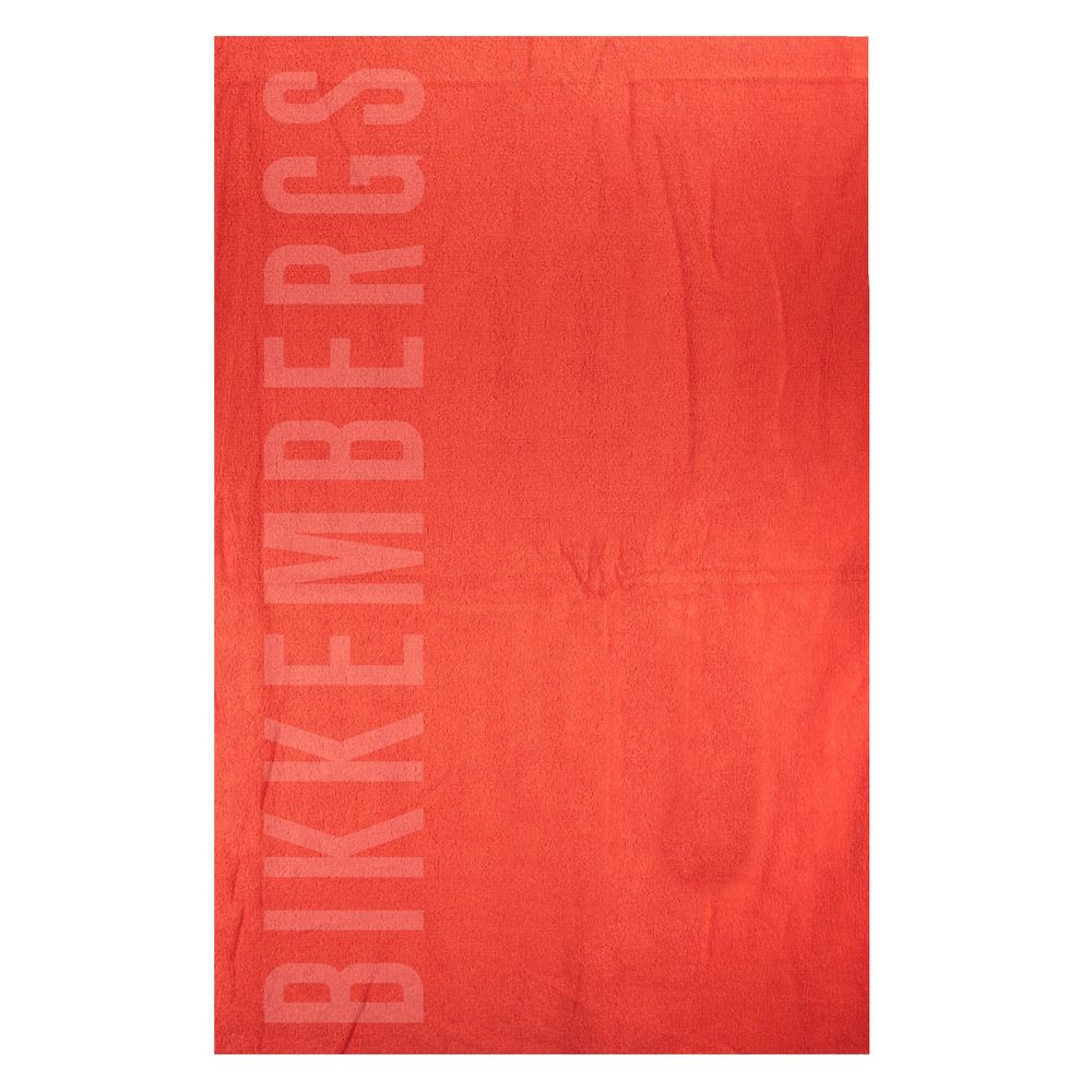 Beach Towel by Bikkembergs for women in cotton red & dots presents a cerebral silhouette, artfully capturing the essence of the cerebral Cotton Beach Towel design for a sophisticated look.