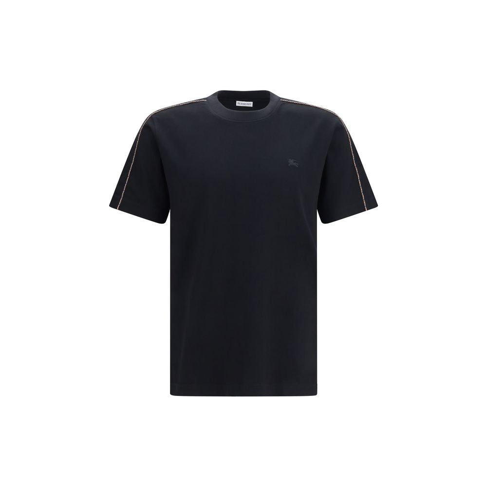 T-Shirt by Burberry for men in cotton black & signature showcases a unassuming silhouette, artfully detailed with a refined crew neckline and unassuming for a sophisticated, contemporary look.