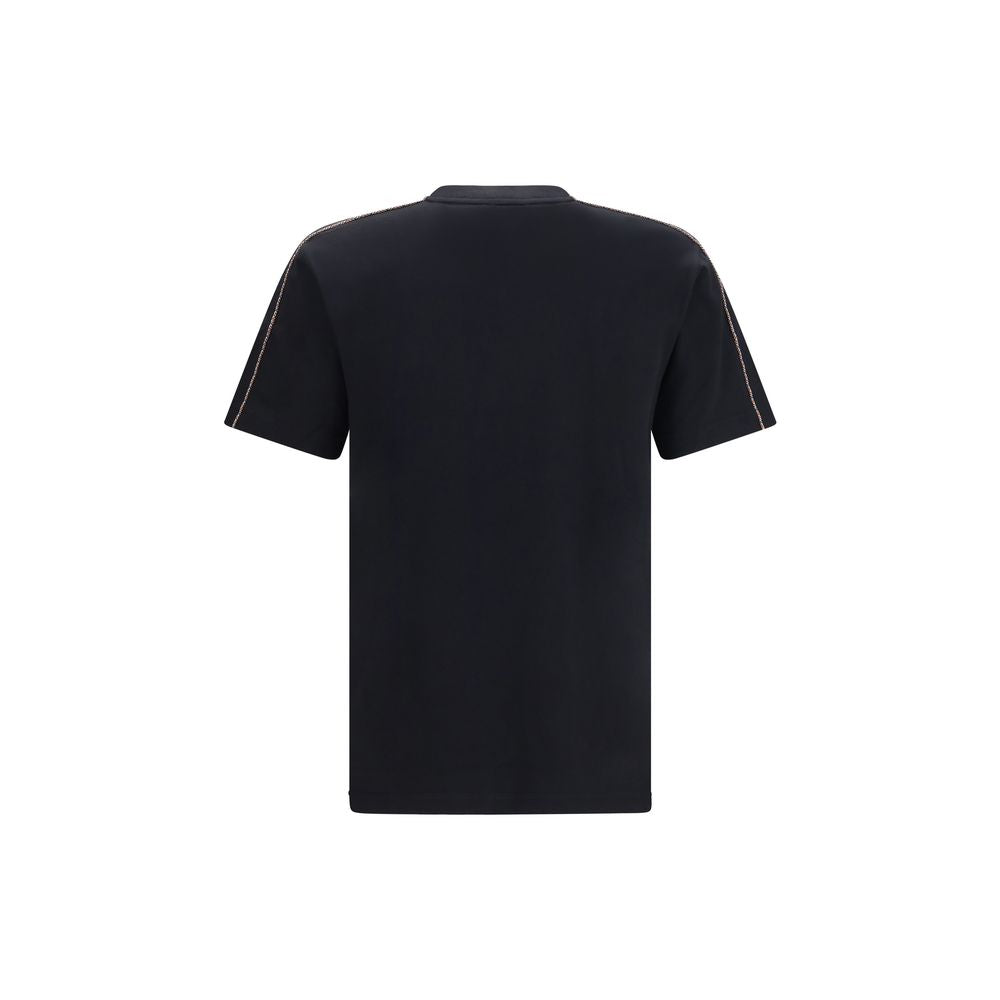 T-Shirt by Burberry for men in cotton black & signature showcases a fashionable silhouette, elegantly detailed with a fashionable and crew neckline for a sophisticated, high-fashion look.