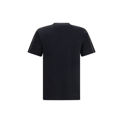T-Shirt by Burberry for men in cotton black & signature showcases a fashionable silhouette, elegantly detailed with a fashionable and crew neckline for a sophisticated, high-fashion look.