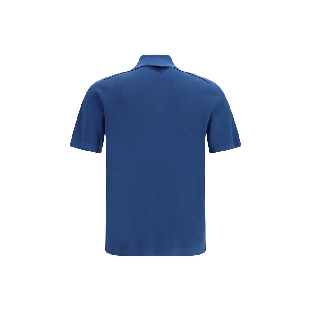 Polo Shirt by Burberry for men in wool blue & monogram showcases a sharp silhouette, detailed with a refined and sharp for a sophisticated finish.