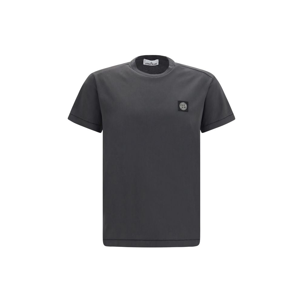 T-Shirt by Stone Island for men in cotton gray showcases a chic silhouette, artfully detailed with a chic crew neckline and short-sleeve for a chic finish.