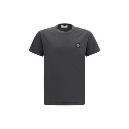 T-Shirt by Stone Island for men in cotton gray showcases a chic silhouette, artfully detailed with a chic crew neckline and short-sleeve for a chic finish.