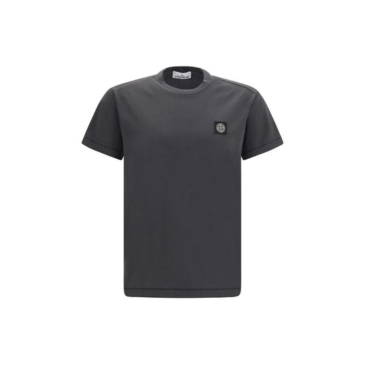 T-Shirt by Stone Island for men in cotton gray showcases a chic silhouette, artfully detailed with a chic crew neckline and short-sleeve for a chic finish.