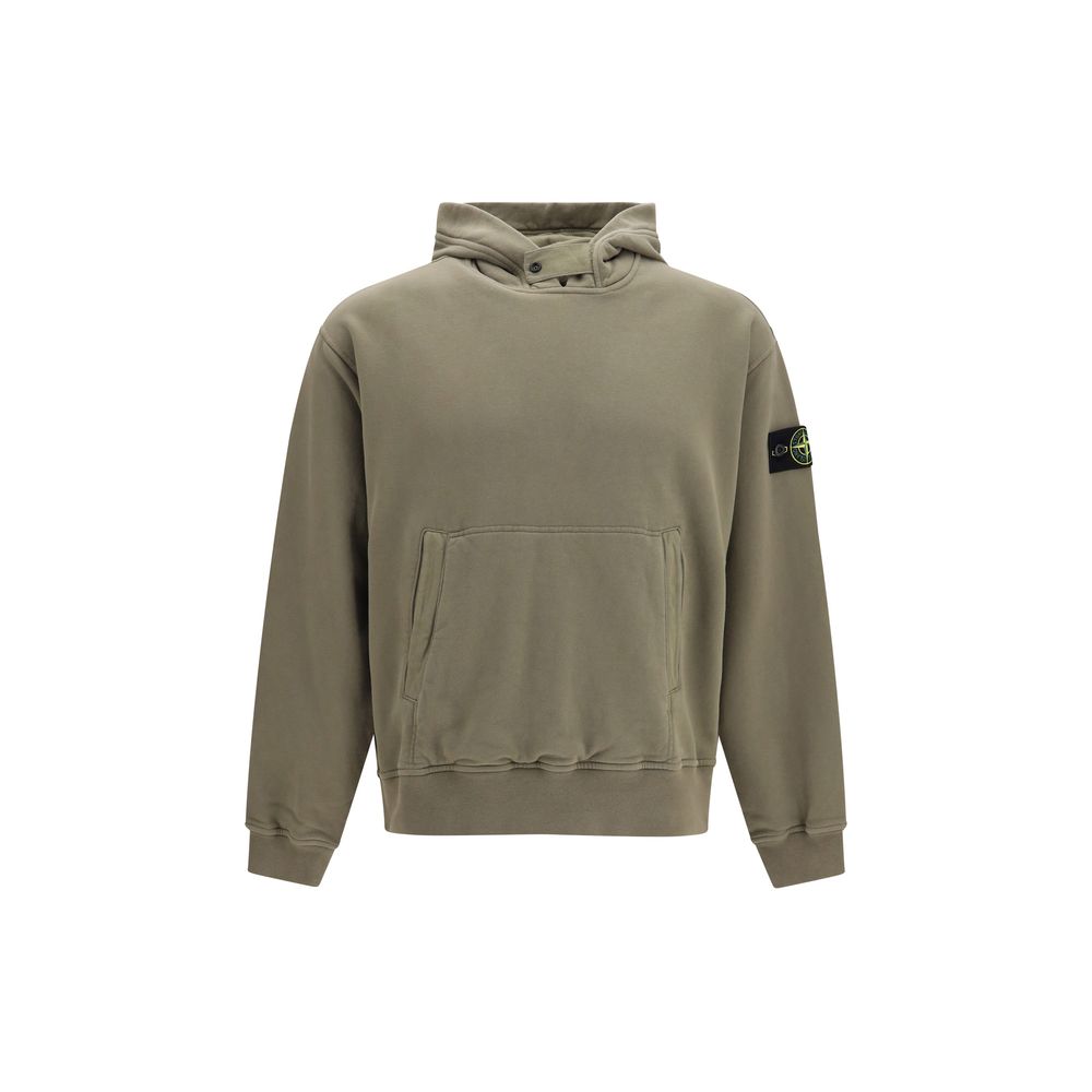 Sweatshirt Hoodie by Stone Island for men in cotton bicolour & signature features a slouchy chic silhouette, detailed with a slouchy chic and a signature hooded high-neck neckline for an elevated aesthetic.
