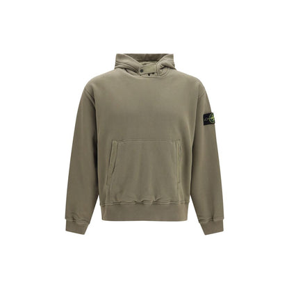 Sweatshirt Hoodie by Stone Island for men in cotton bicolour & signature features a slouchy chic silhouette, detailed with a slouchy chic and a signature hooded high-neck neckline for an elevated aesthetic.