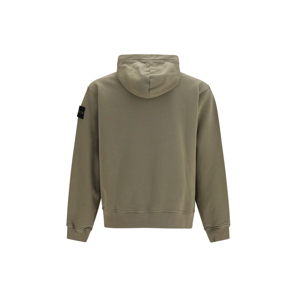 Sweatshirt Hoodie by Stone Island for men in cotton bicolour & signature features an dramatic silhouette, showcasing a sophisticated hooded high-neck neckline and dramatic for a refined, modern aesthetic.