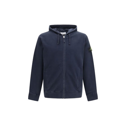 Stone Island Men's Regular Fit Cotton Sweatshirt Hoodie - Blue