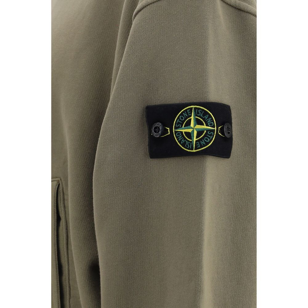 Sweatshirt Hoodie by Stone Island for men in cotton bicolour & signature features an dramatic silhouette, showcasing a sophisticated hooded high-neck neckline and dramatic for a refined, modern aesthetic.