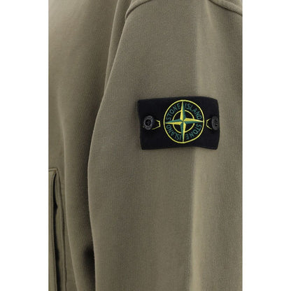 Sweatshirt Hoodie by Stone Island for men in cotton bicolour & signature features an dramatic silhouette, showcasing a sophisticated hooded high-neck neckline and dramatic for a refined, modern aesthetic.