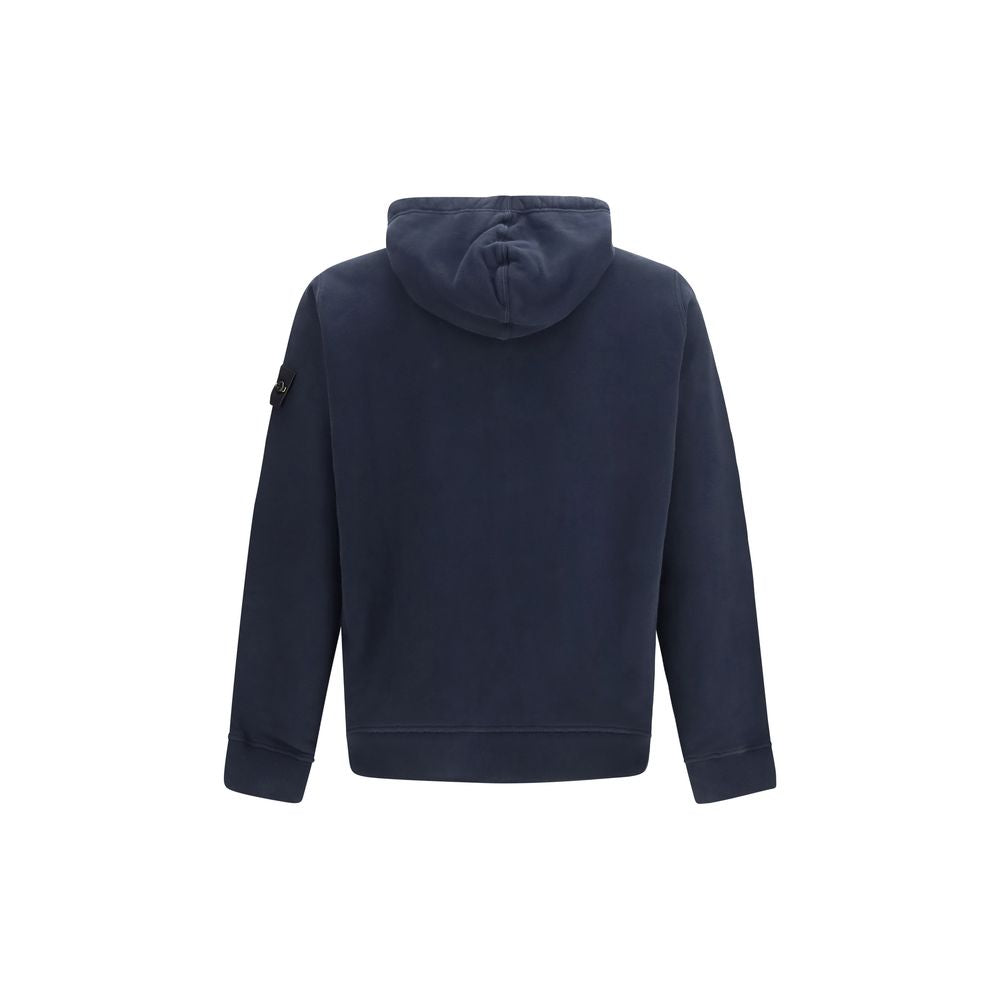 Stone Island Men's Regular Fit Cotton Sweatshirt Hoodie - Blue