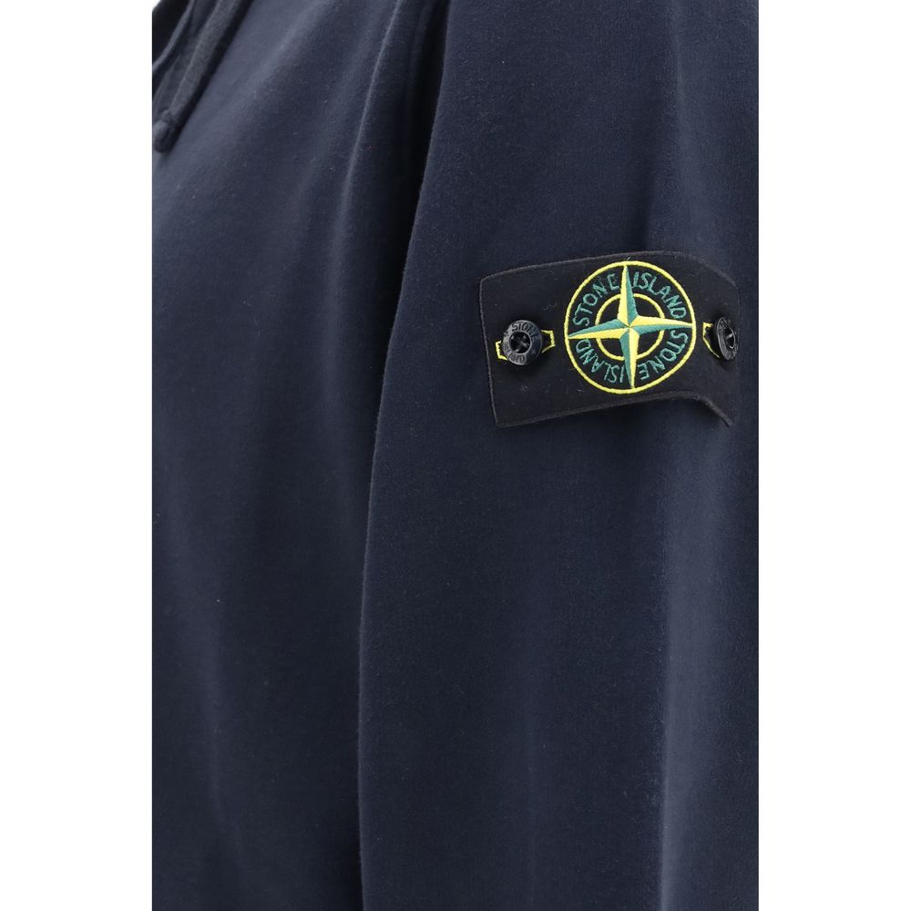 Stone Island Men's Regular Fit Cotton Sweatshirt Hoodie - Blue