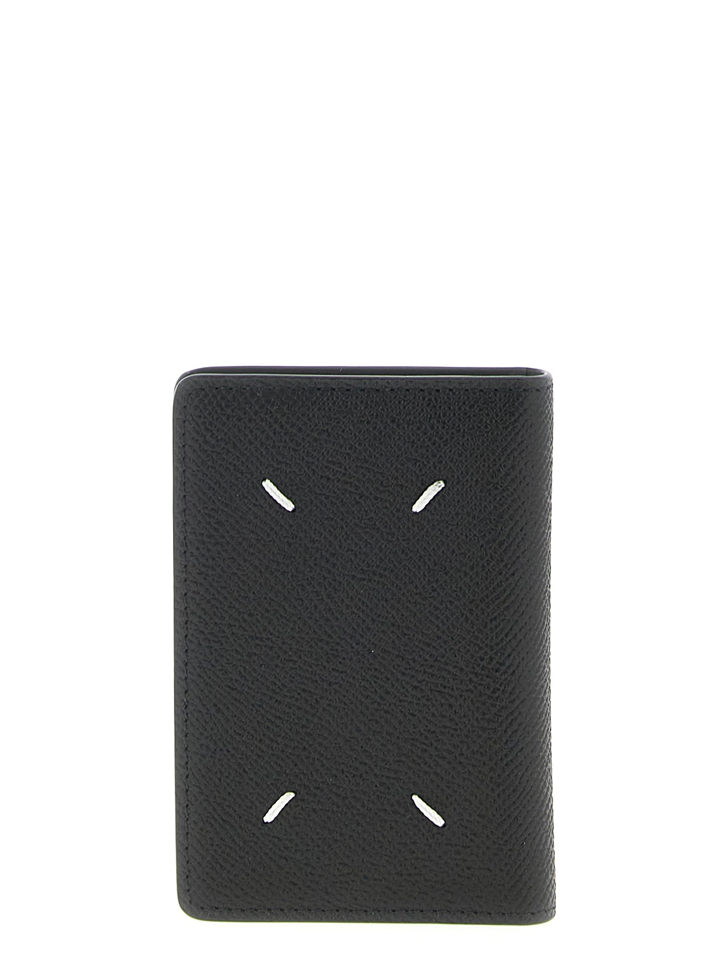 Cardholder Card Case by Maison Margiela for unisex in calfskin leather black features a sleek silhouette, showcasing the sleek design of the Calfskin Leather Cardholder Card Case with functional card-organization for a premium look.